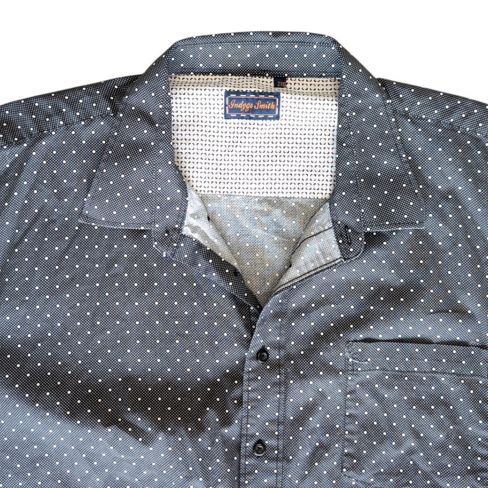Indygo‎ Smith 2XL Grey Short Sleeve Button Down Dress Shirt patterned Plus Size
